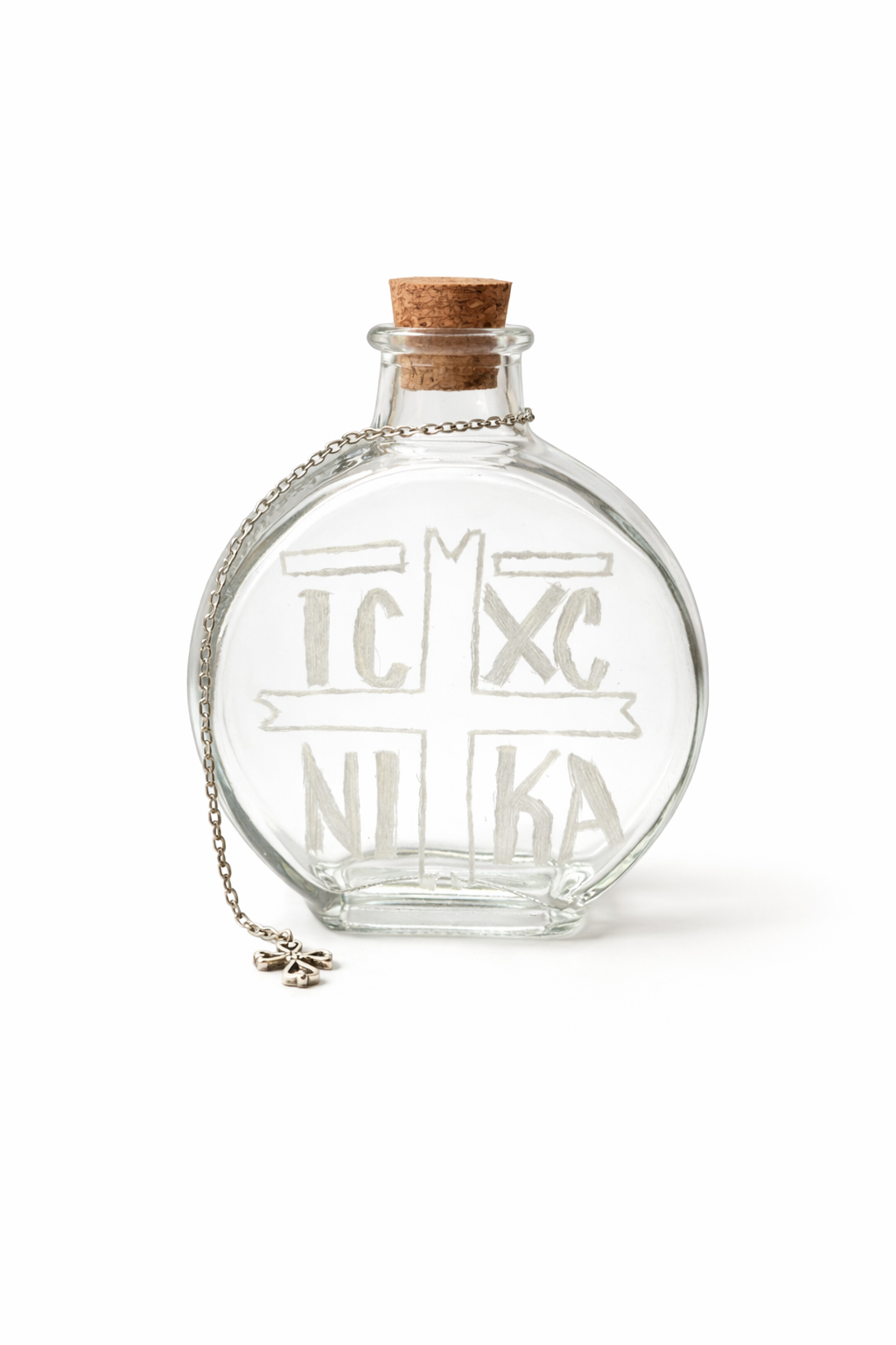 Hand Engraved Holy Water Bottle | Custom Glass Oil Vial Orthodox Christian Gift