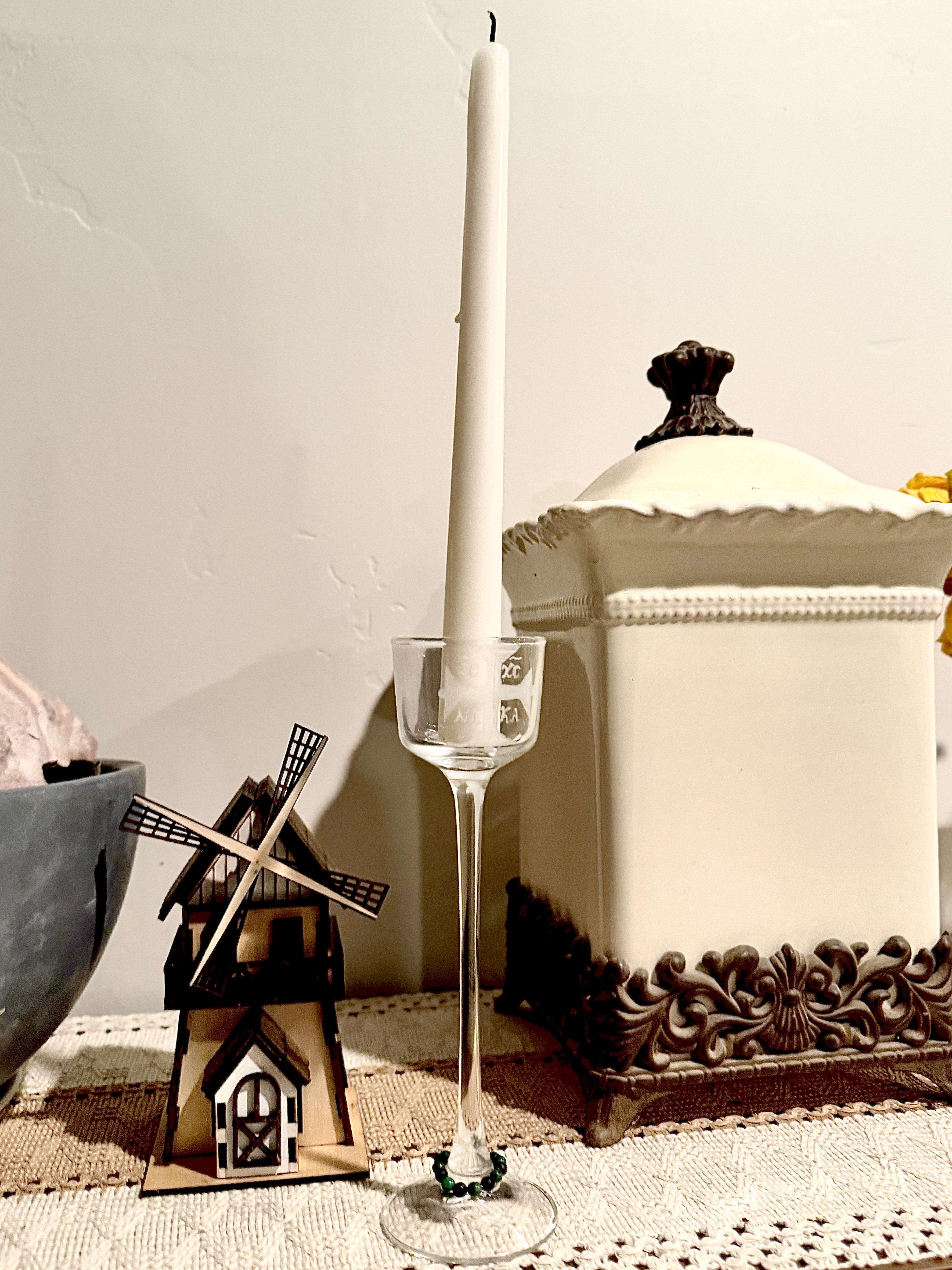 Orthodox Prayer Corner Candle Holder | Glass Vigil Candle Stand | Icon Corner Candle Holder