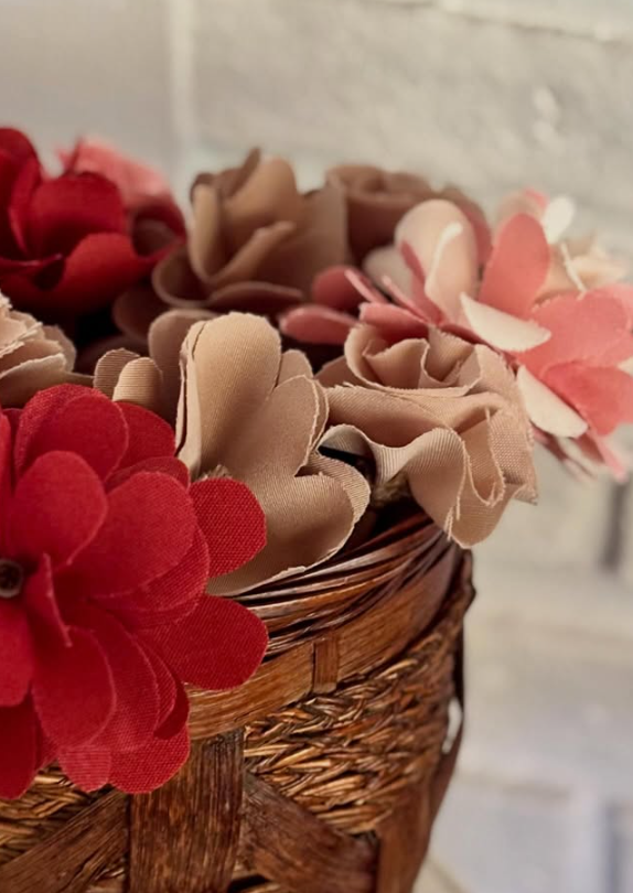 Flor decorativas en tela