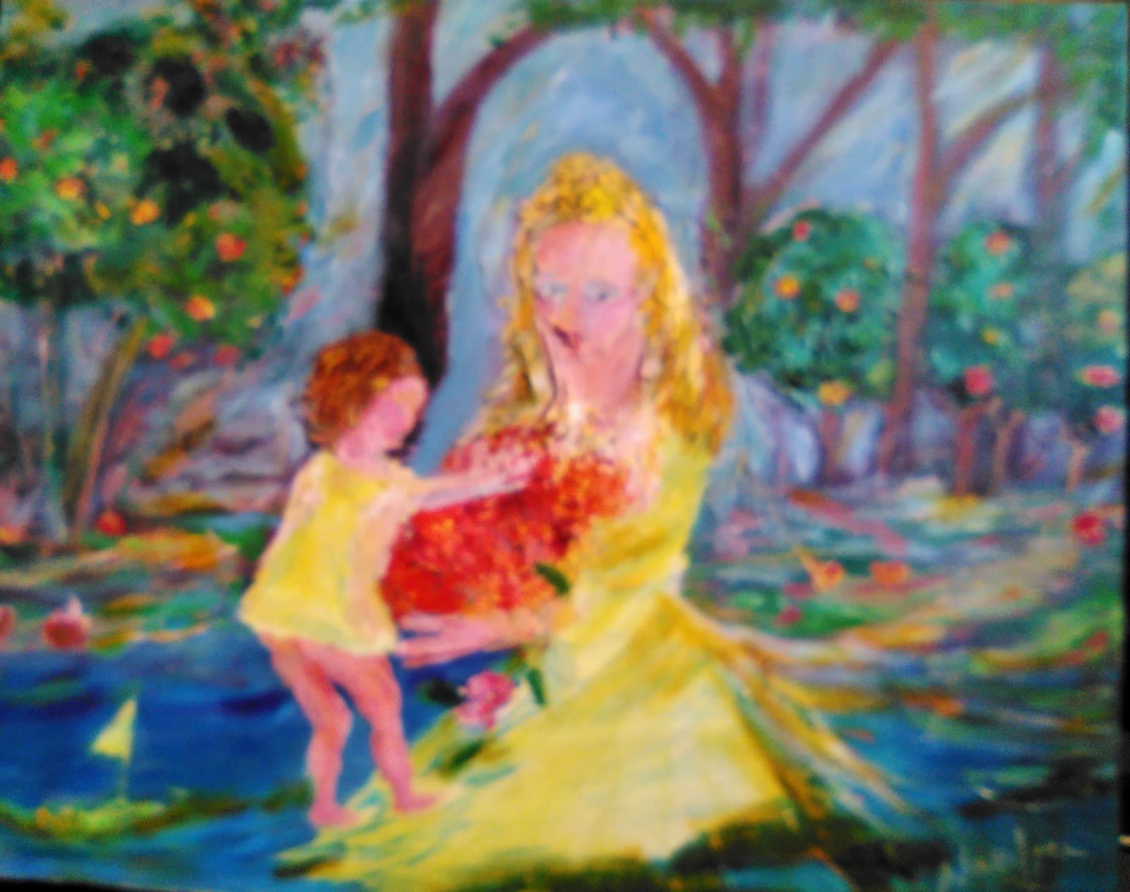 Mother and Child Garden Painting