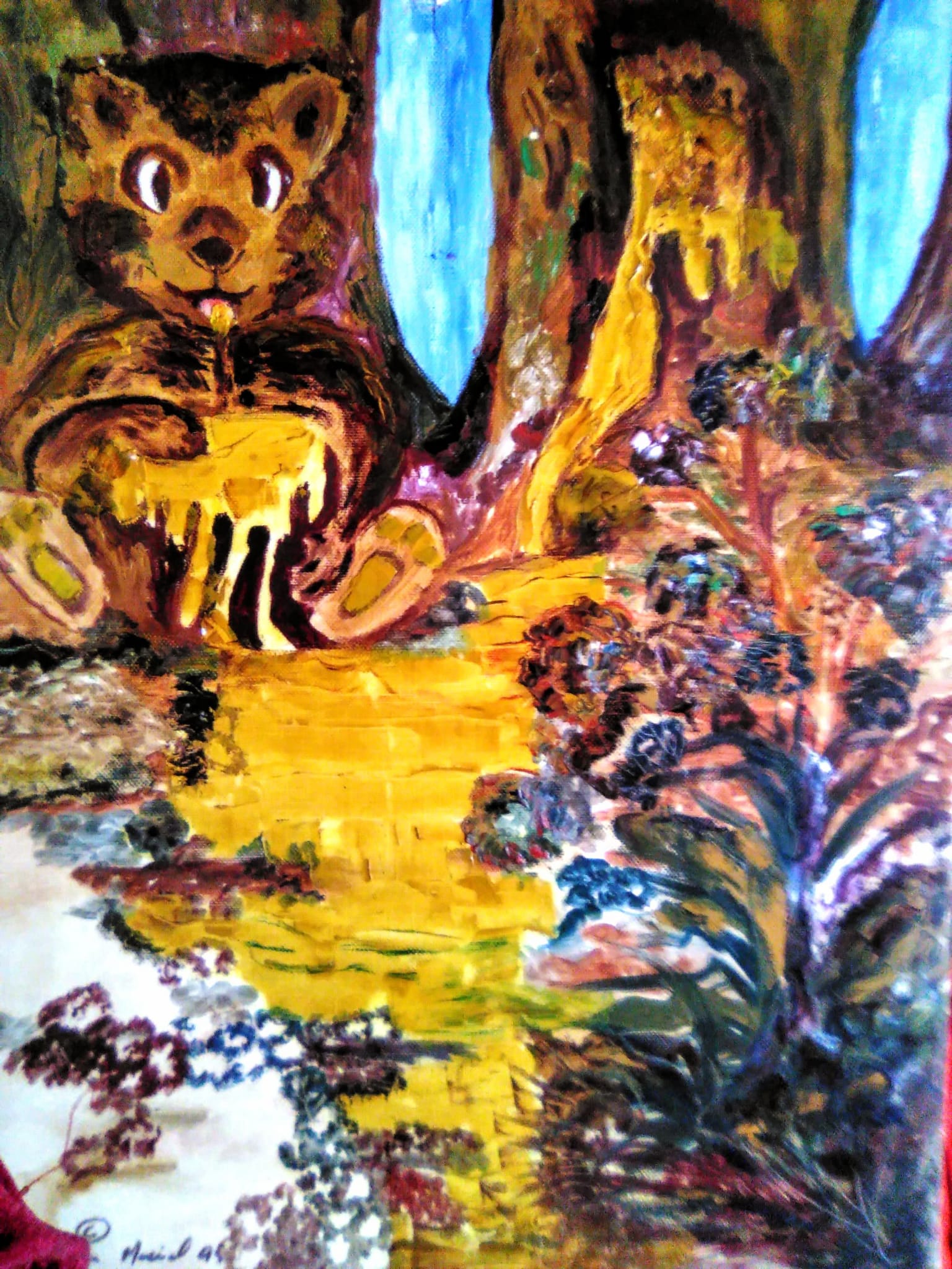 Bear in the Honey Forest Painting