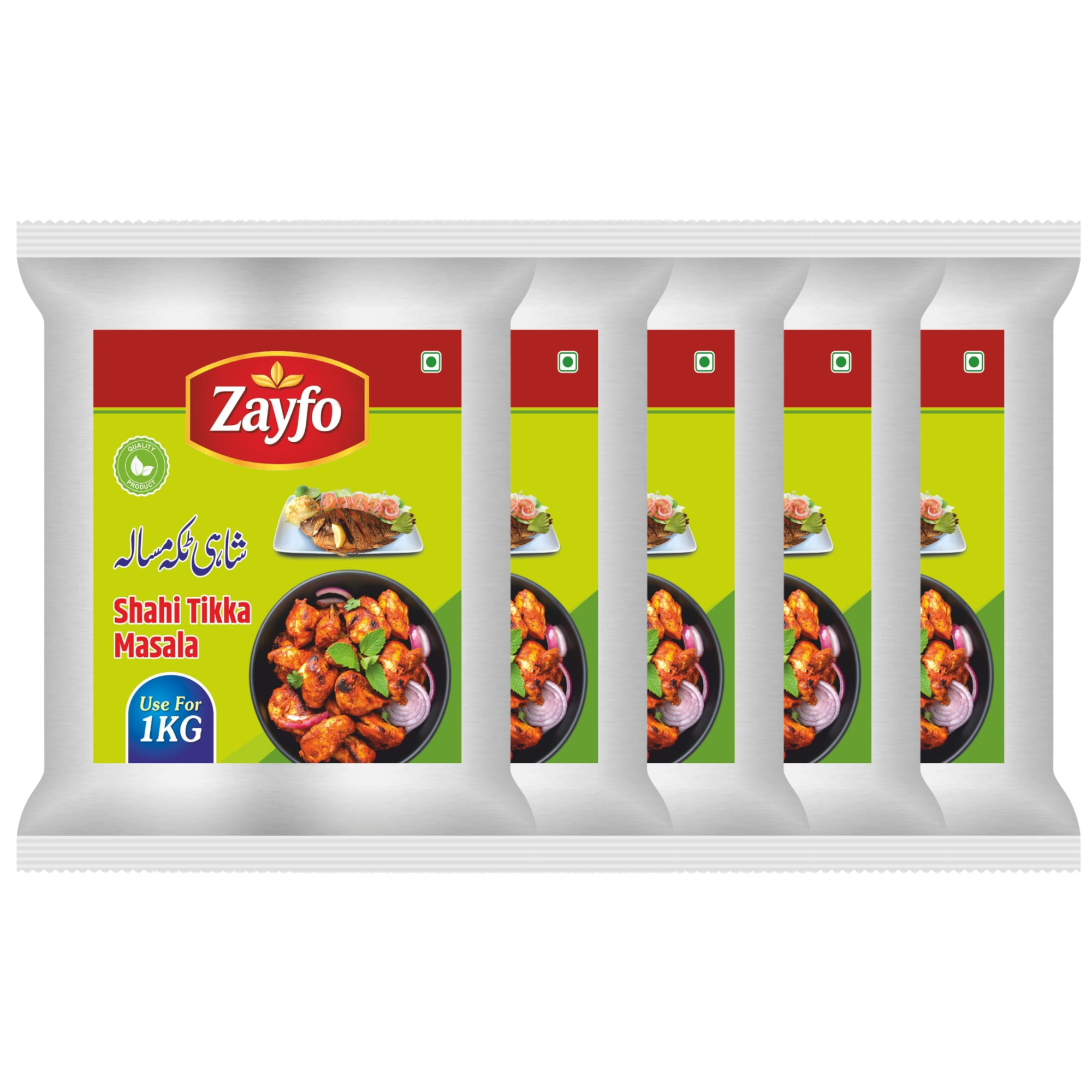 Zayfo Green Tandoori Tikka Masala – Premium Spice Blend 80g ( Pack of 5 )
