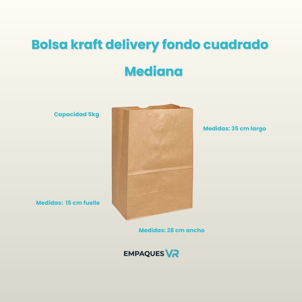Bolsas Kraft delivery fondo cuadrado