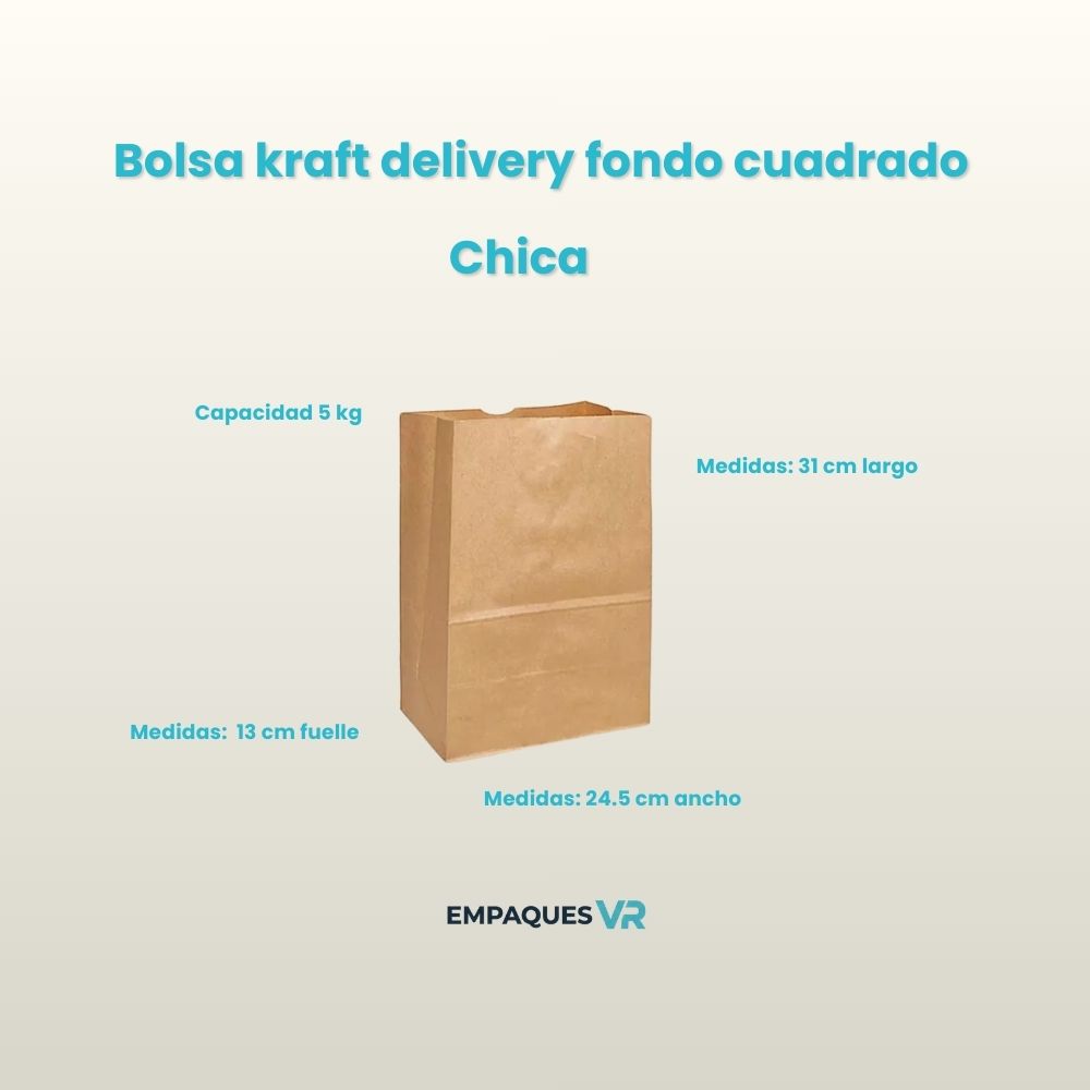 Bolsas Kraft delivery fondo cuadrado