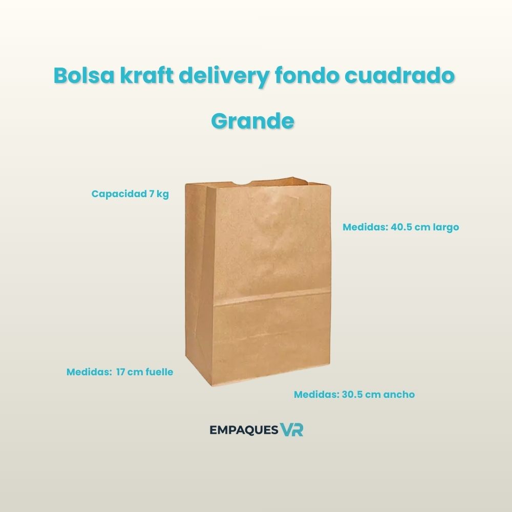 Bolsas Kraft delivery fondo cuadrado
