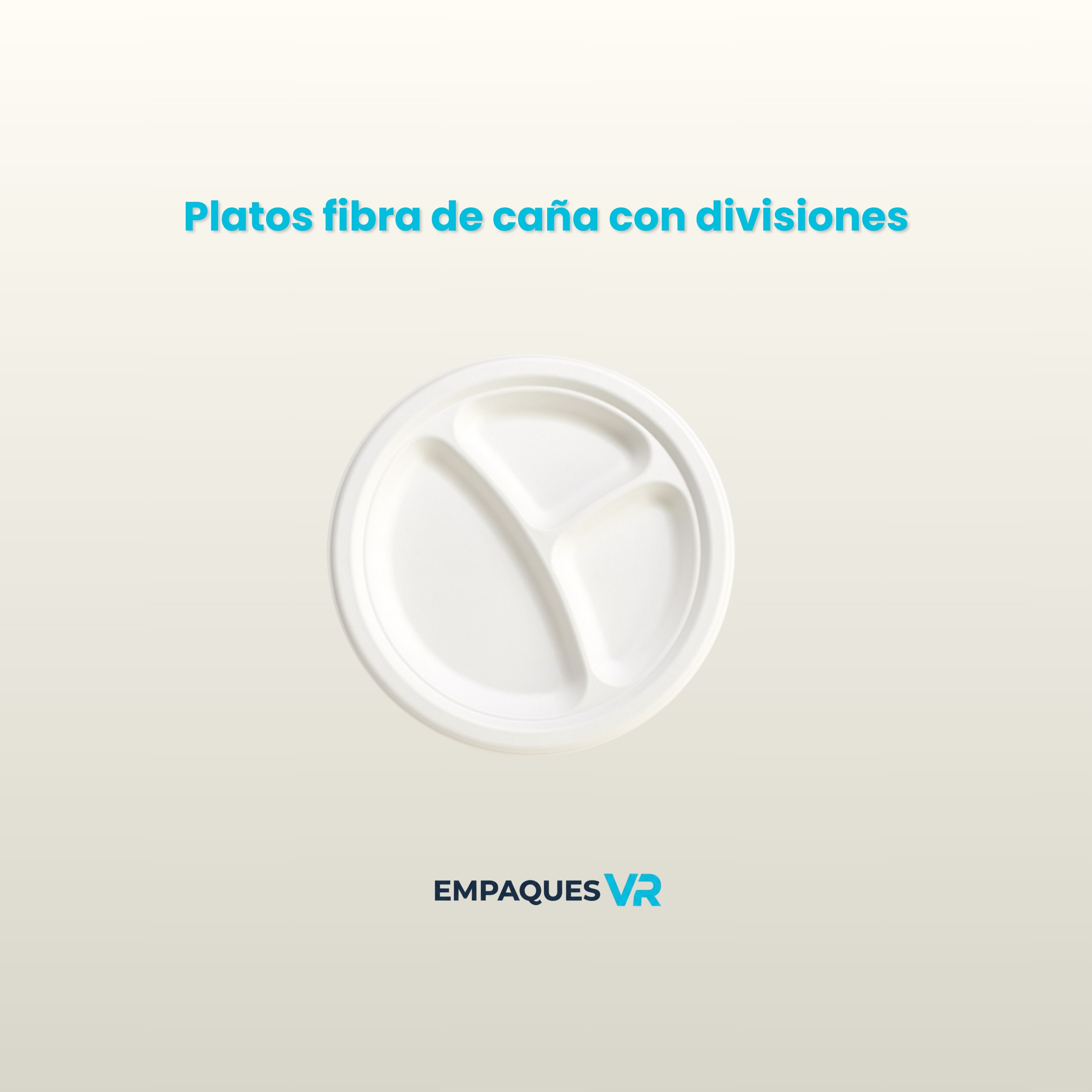 Plato redondo fibra de caña con  divisiones núm 9