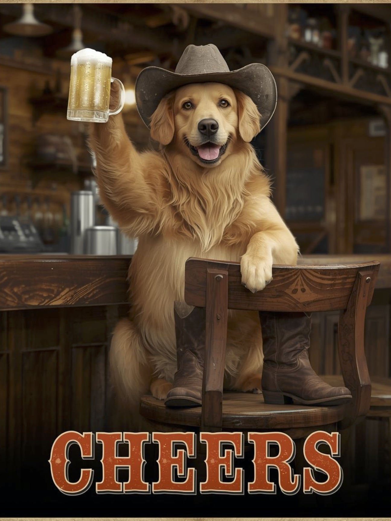Cowboy Dog Cheers Digital Poster