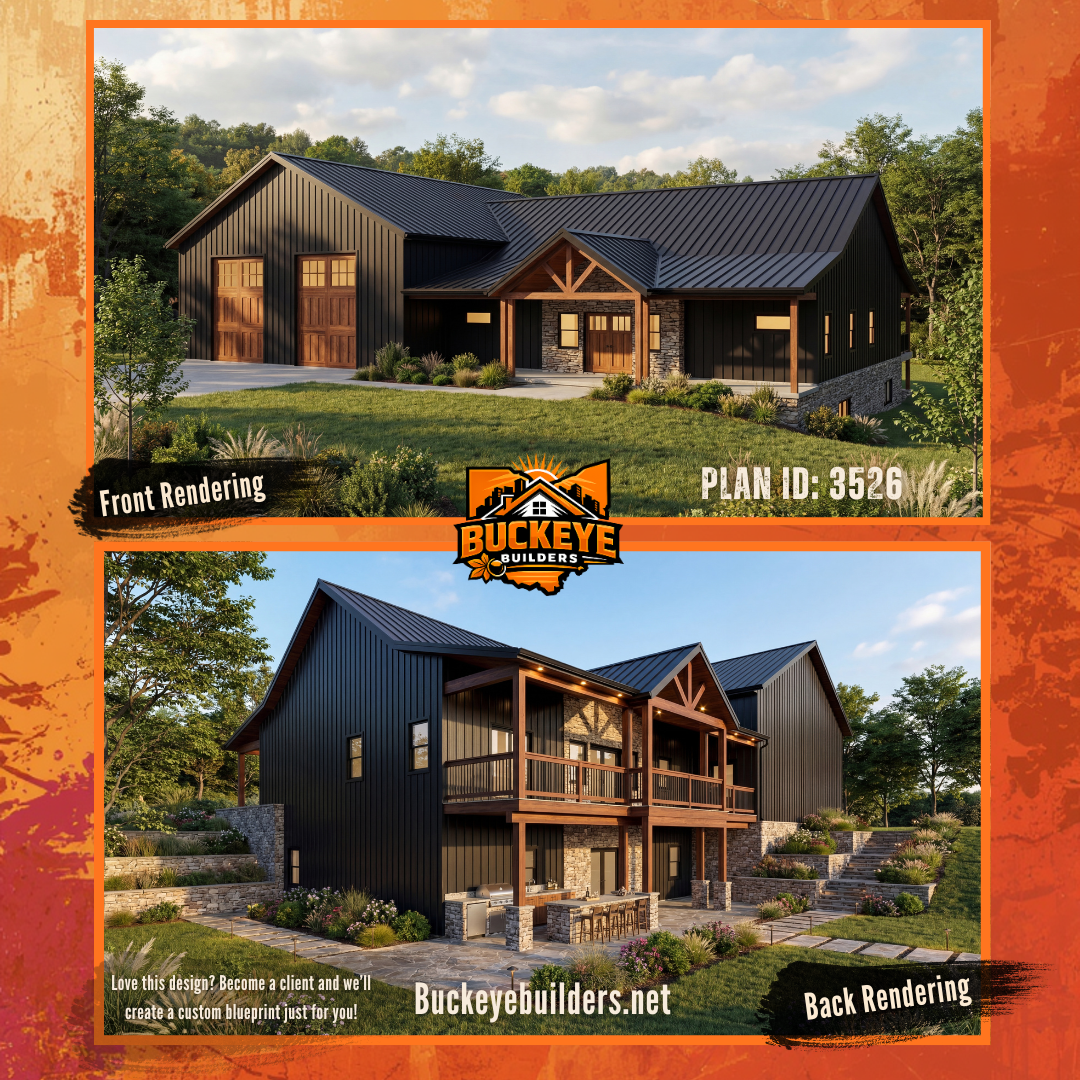 Plan #3526 - Barndominium on a Basement Foundation