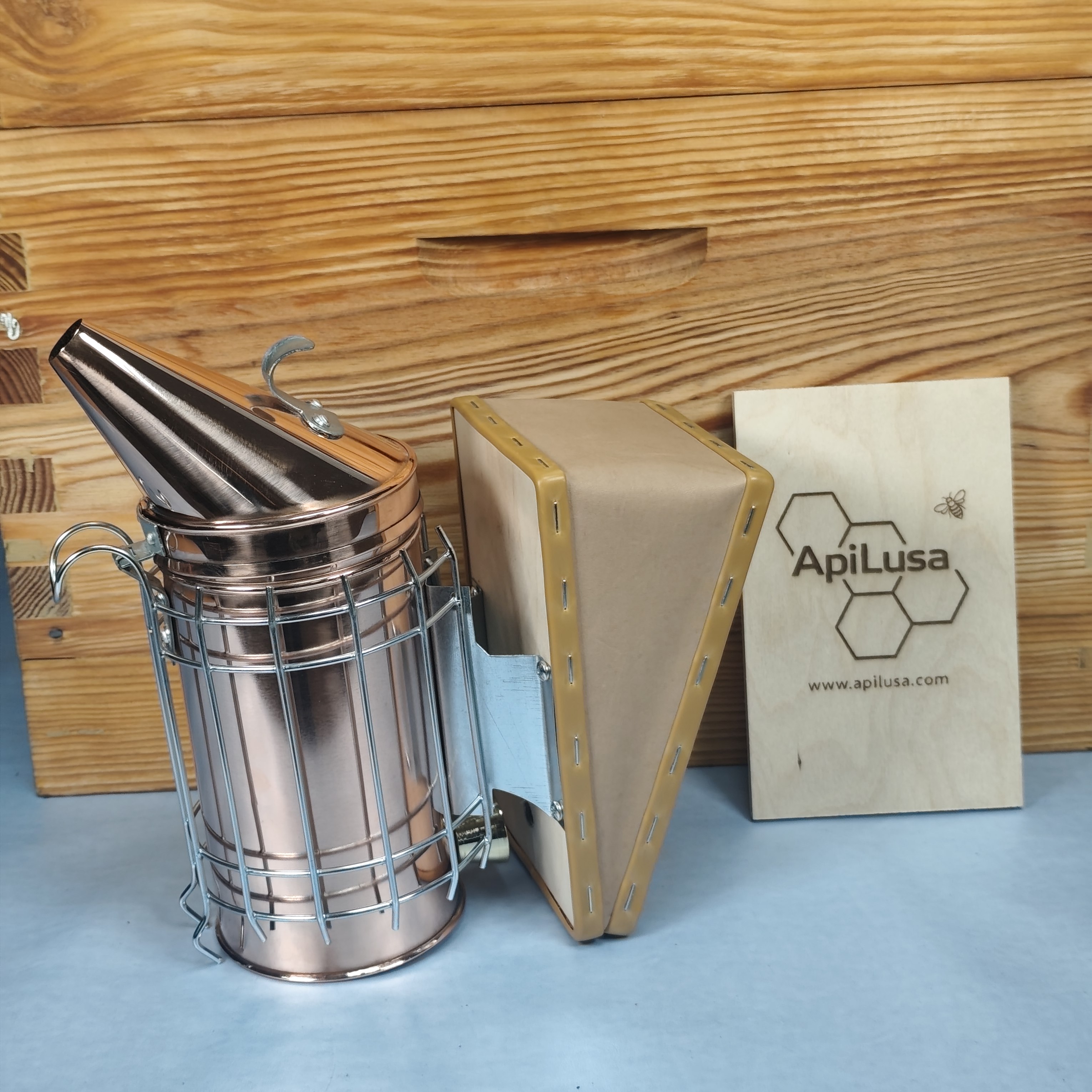 Large Copper Bee Smoker with Heat Shield