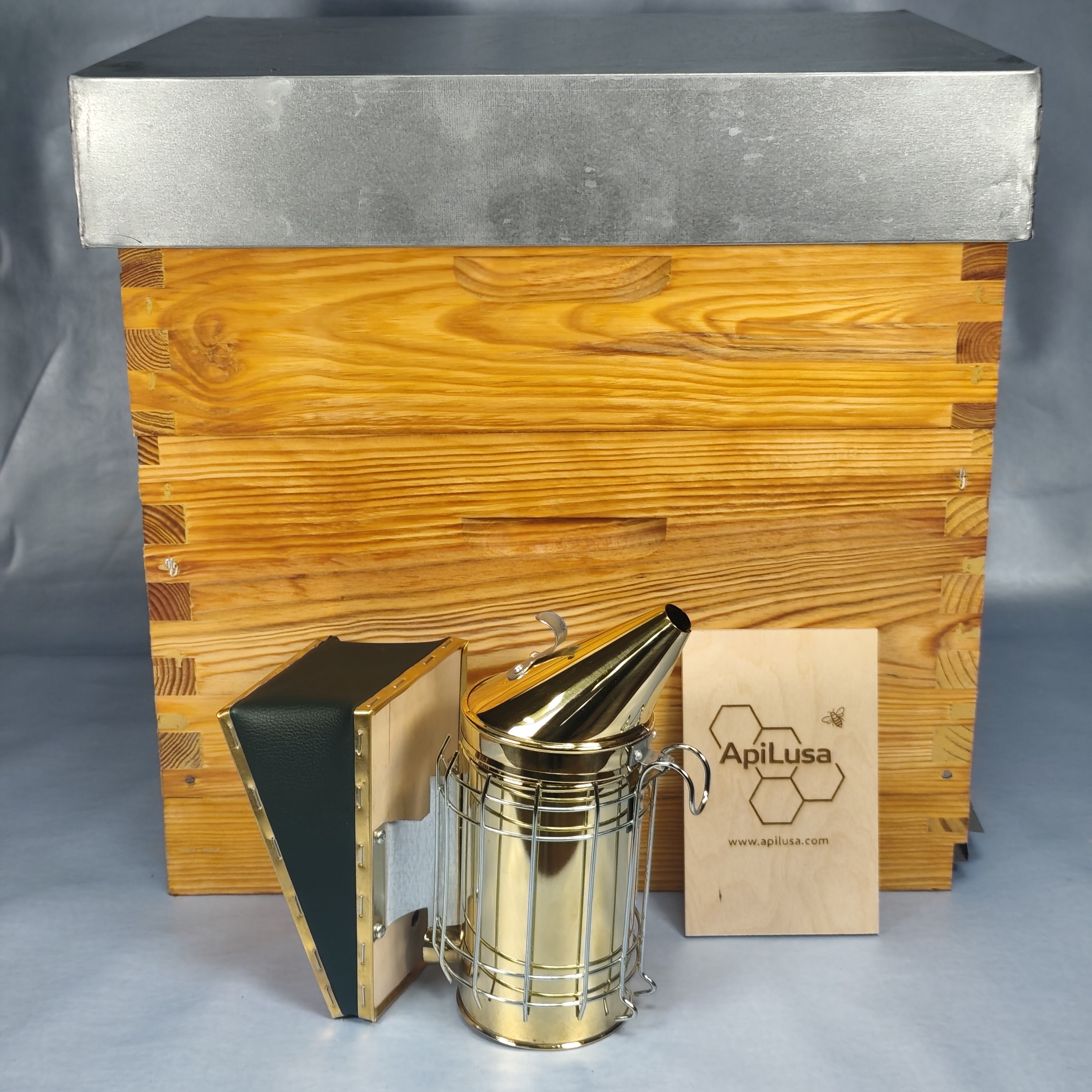 Large Brass Bee Smoker with Heat Shield
