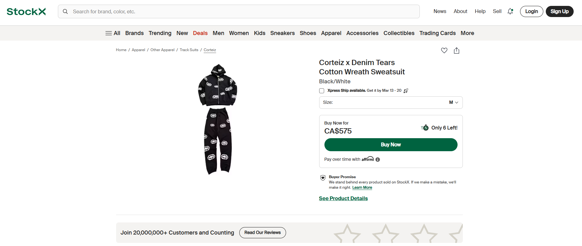 Corteiz x Denim Tears Cotton Wreath Sweatsuit