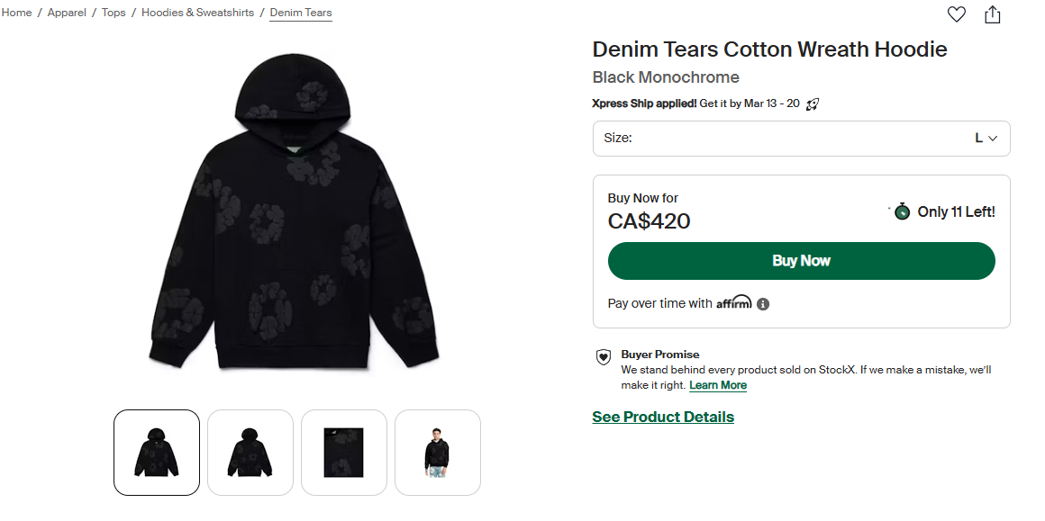 Denim Tears Cotton Wreath Hoodie 