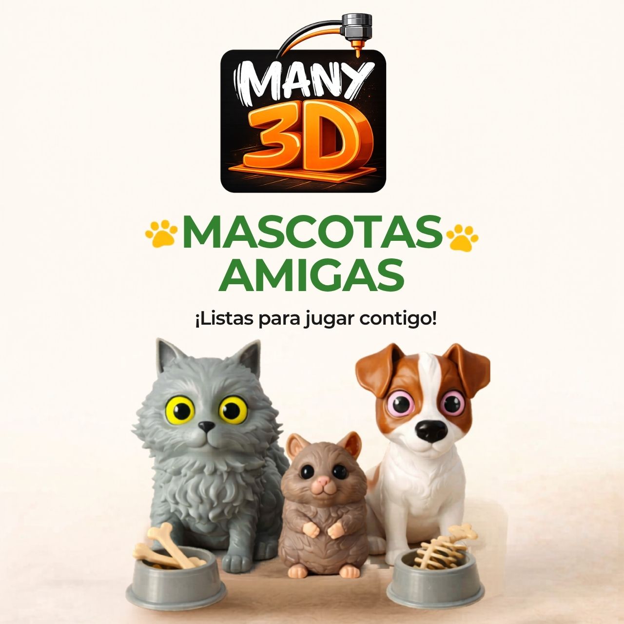 🐾✨ ¡Llegaron las Mascotas Amigas de Many3D!