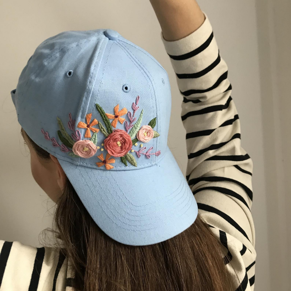 Embroidered Floral Cap