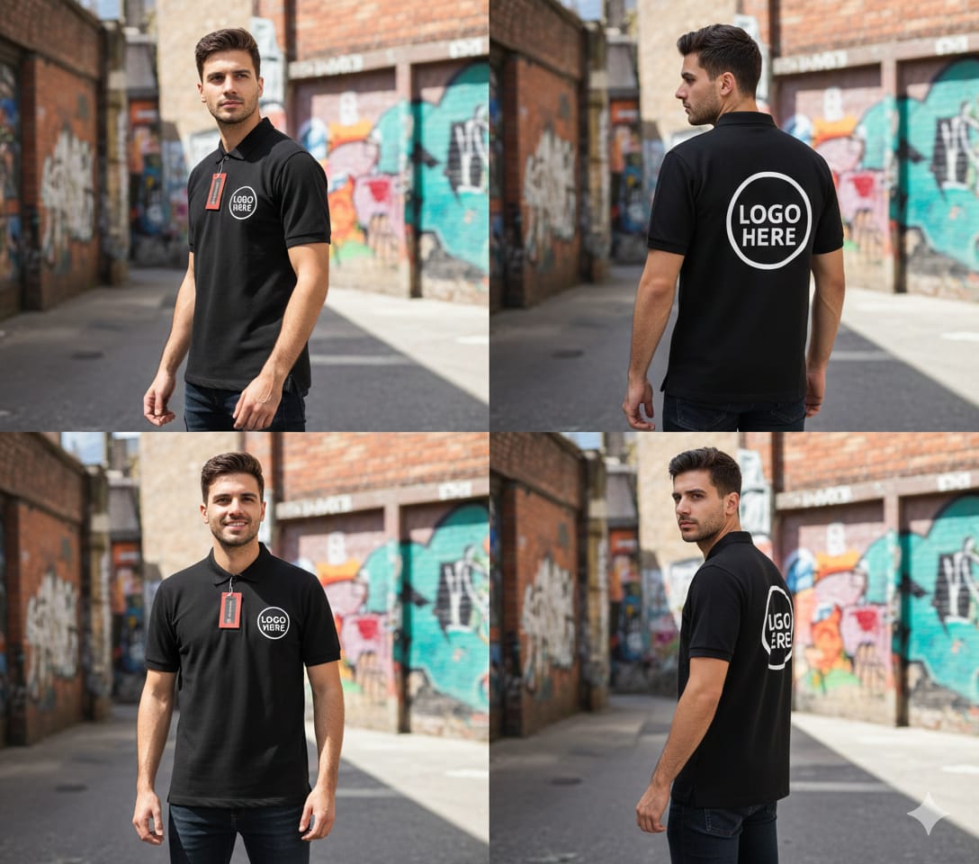 Custom Logo Black Polo Shirt