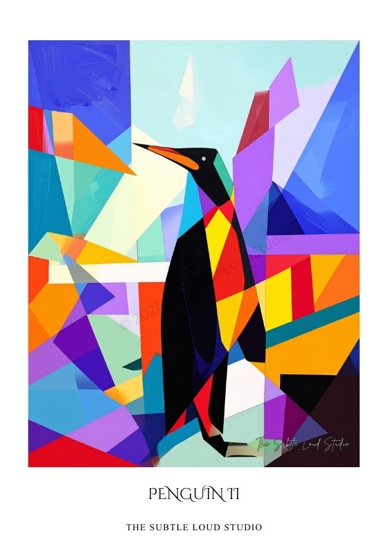 Penguin II Large Poster Print A2 or A1