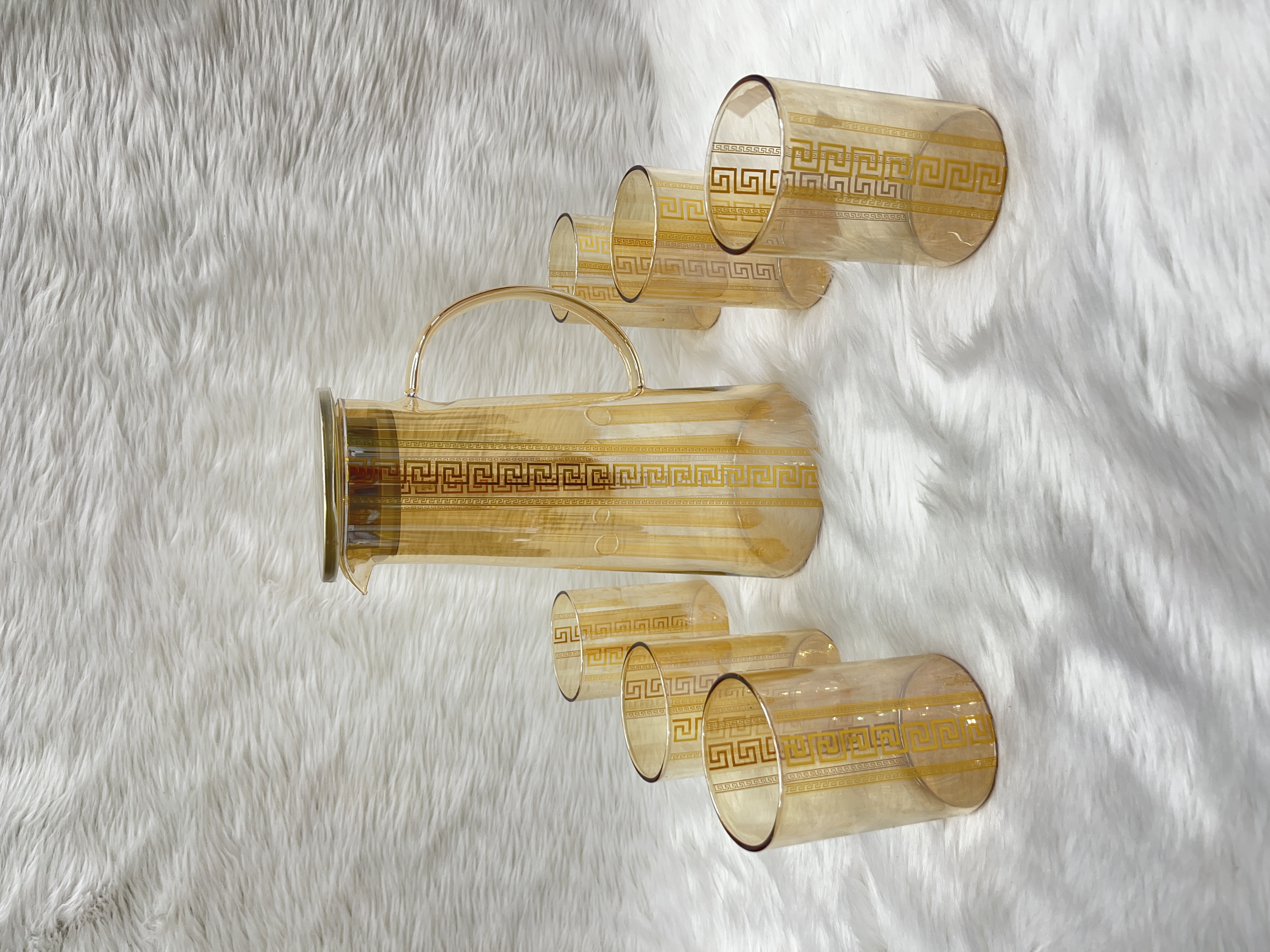 Golden Glass Pitcher Set