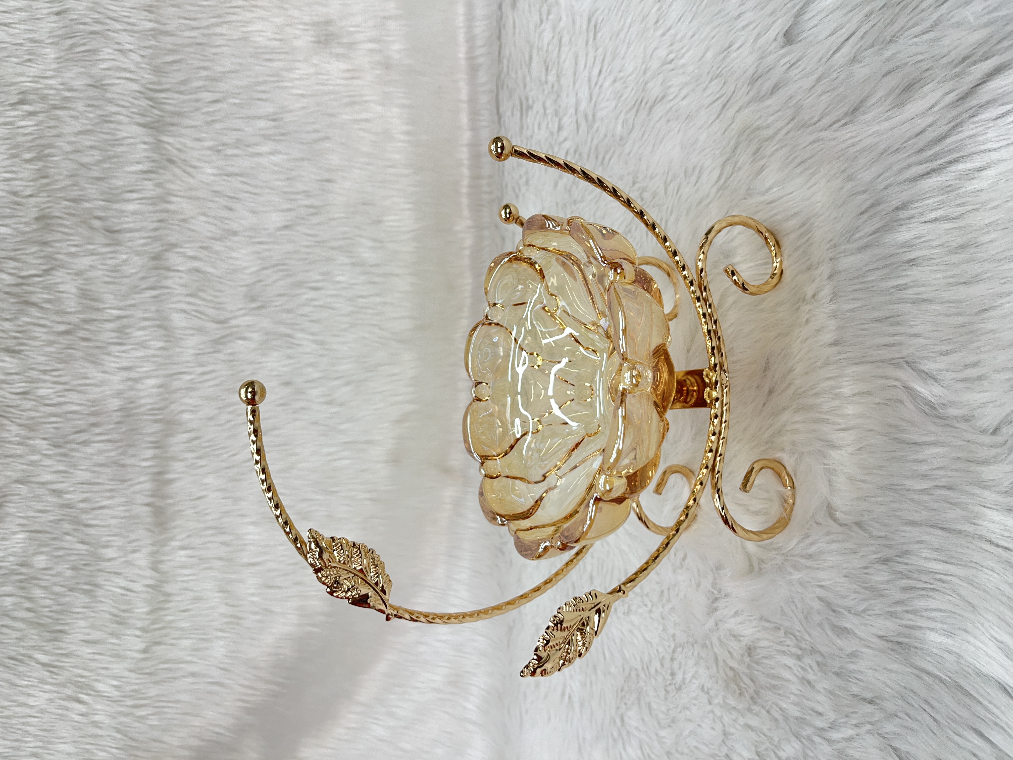 Gold Crystal Lotus Candle Holder