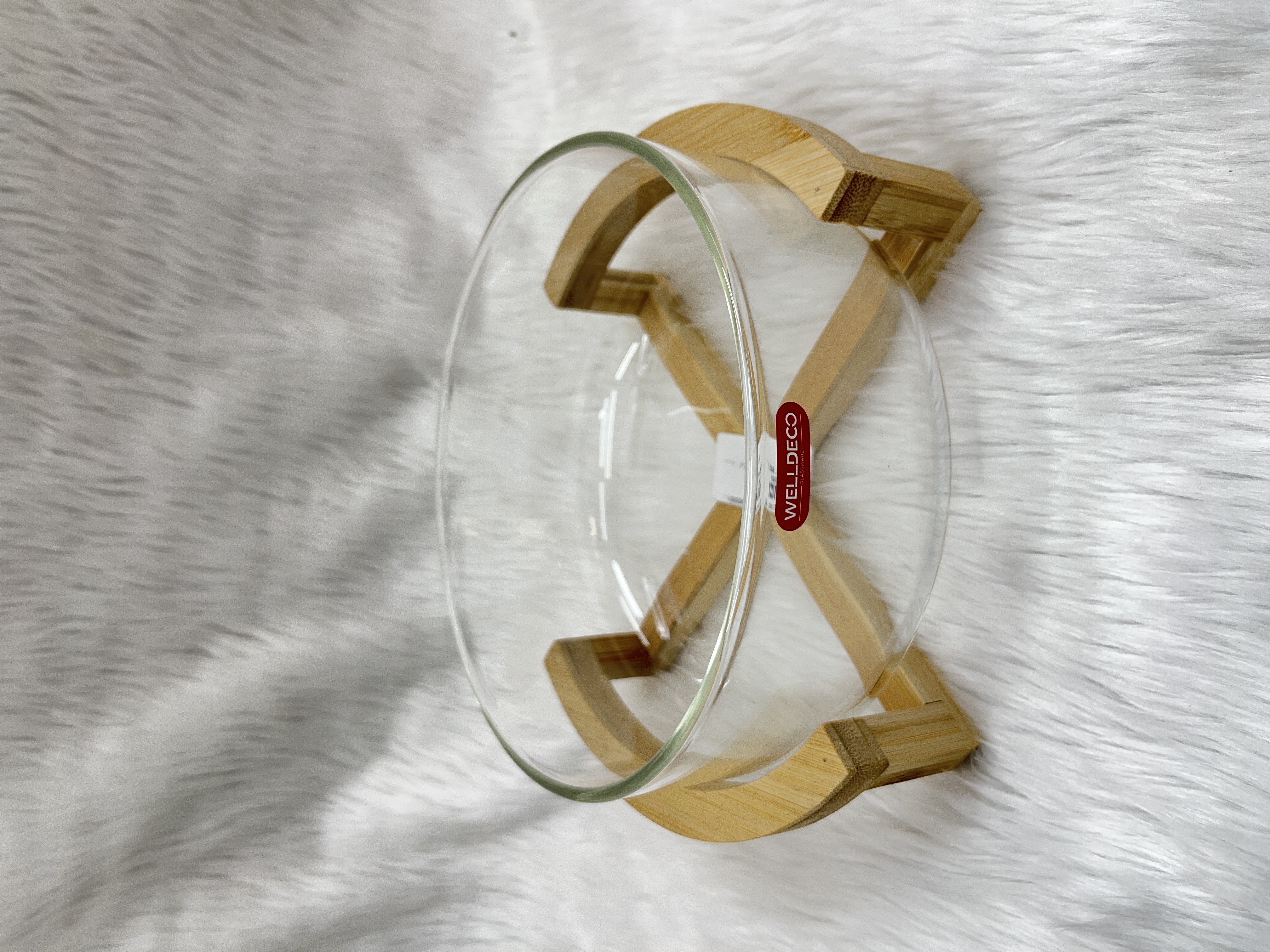 Glass Fruit Basket with Wooden Stand