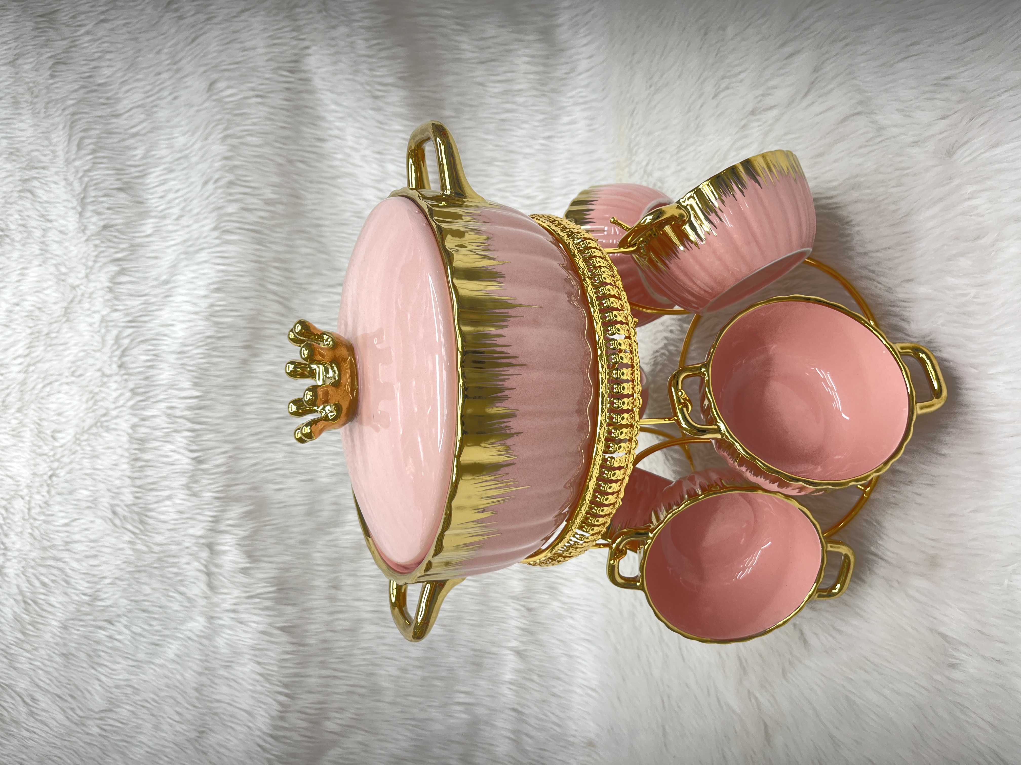 Luxury Pink Ceramic Tea Set