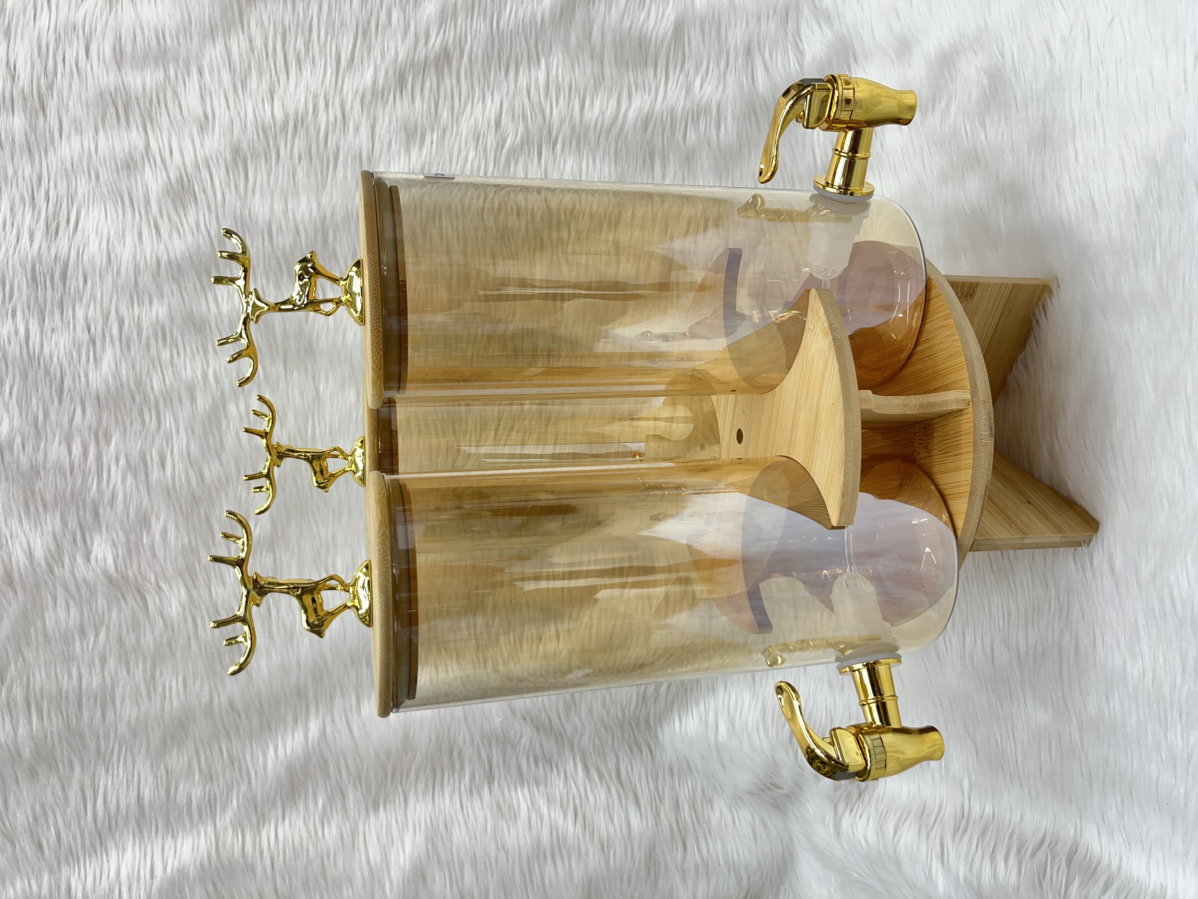 Dual Beverage Dispenser with Wooden Stand