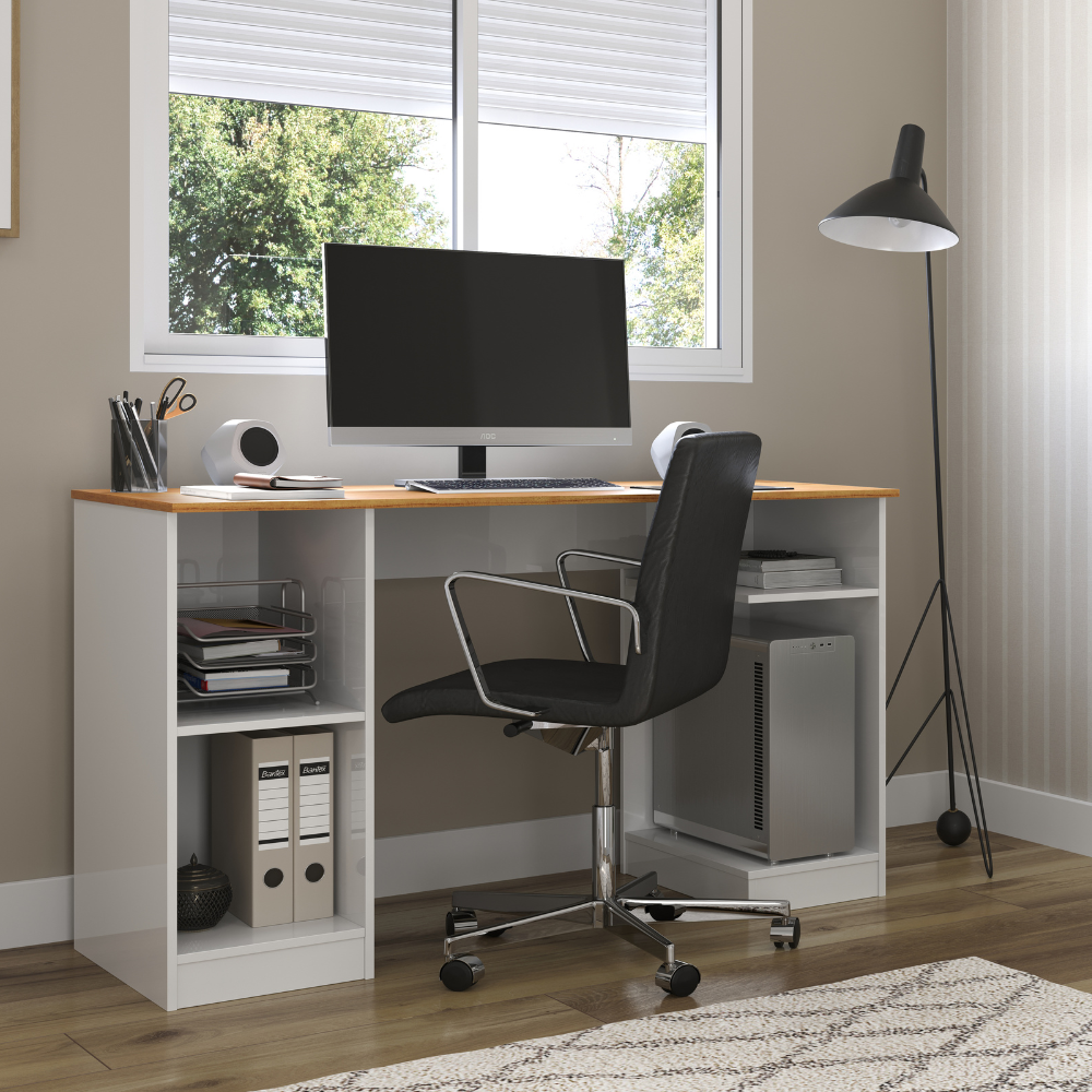 Escrivaninha Encanto Branco Acetinado/Cinamomo