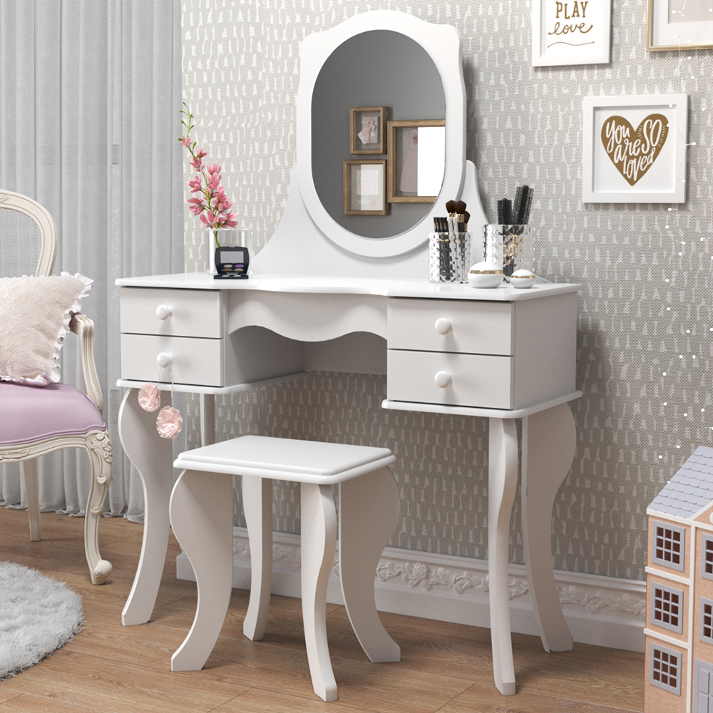 Penteadeira com 4 gavetas Princesa C/ Bnqueta Branca