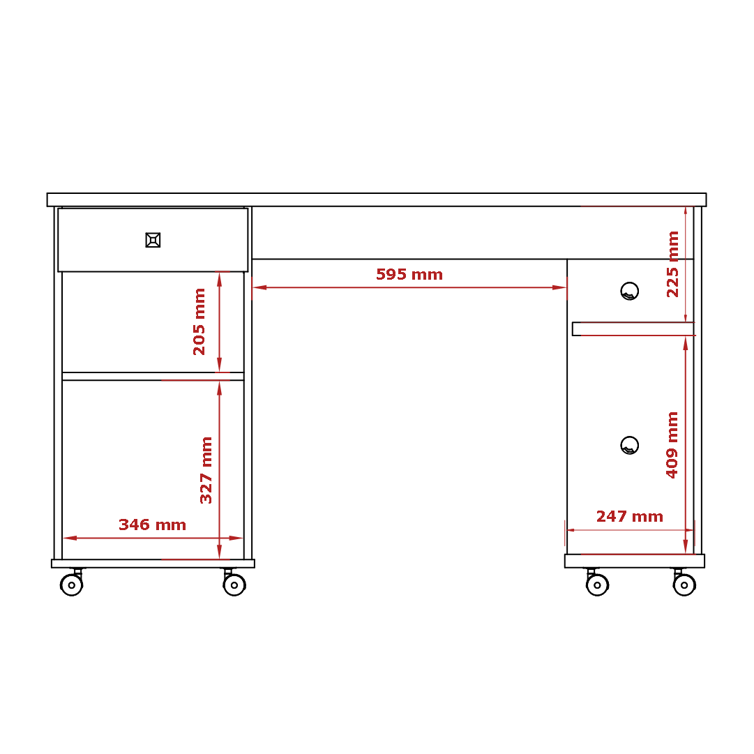 Mesa Computador Com Gaveta e Rodizios Million PretoAcetinado/Cinamomo