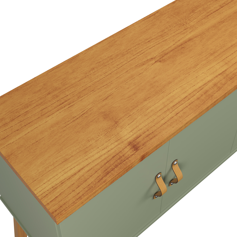 Rack Sirius 2 Portas 140Cm  Pés de Madeira e Puxadores de Couro Alecrim/Cinamomo