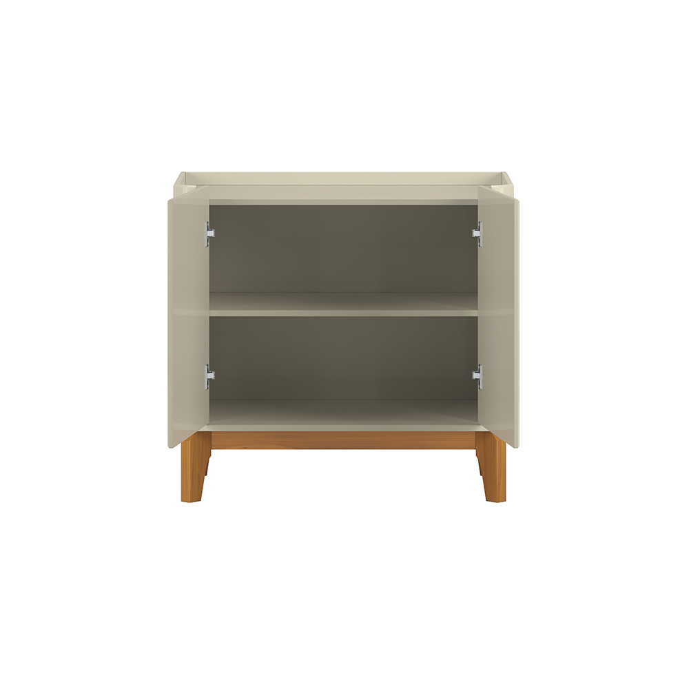 Buffet 2 Portas Flip com Pés De Madeira Maciça Off White 