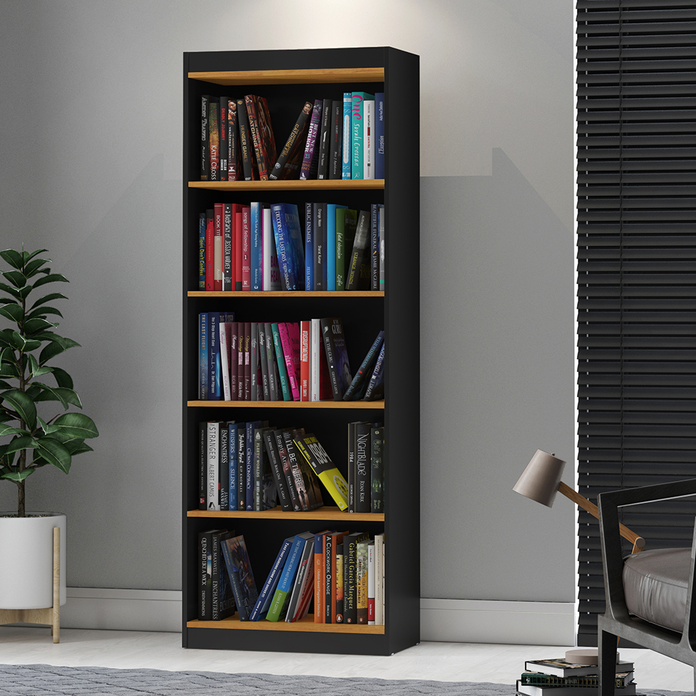 Livreiro Encanto 4 Prateleiras Preto Acetinado/Cinamomo