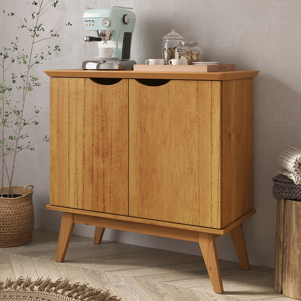 Buffet 2 Portas e Pés de Madeira Maciça Prism Cinamomo