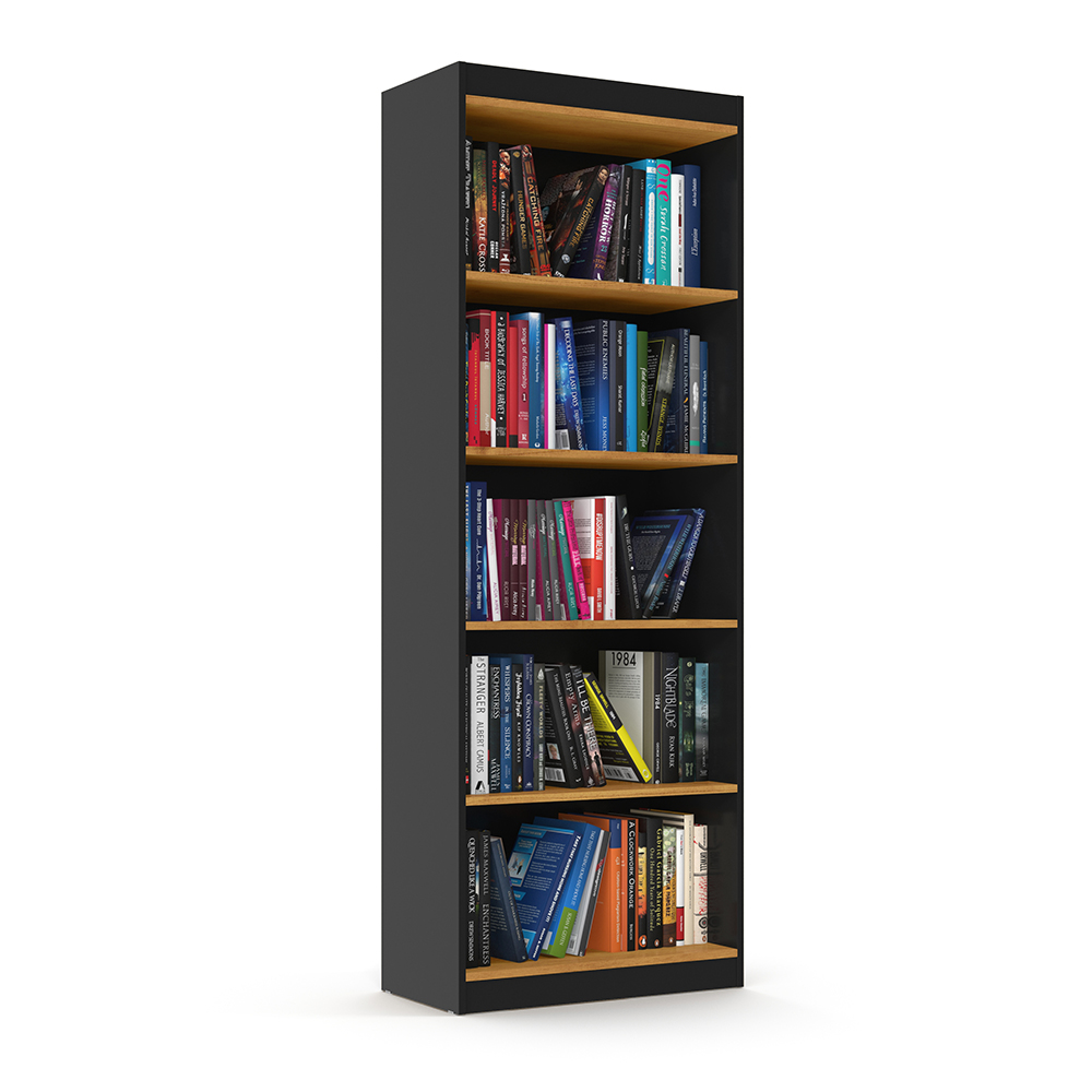 Livreiro Encanto 4 Prateleiras Preto Acetinado/Cinamomo