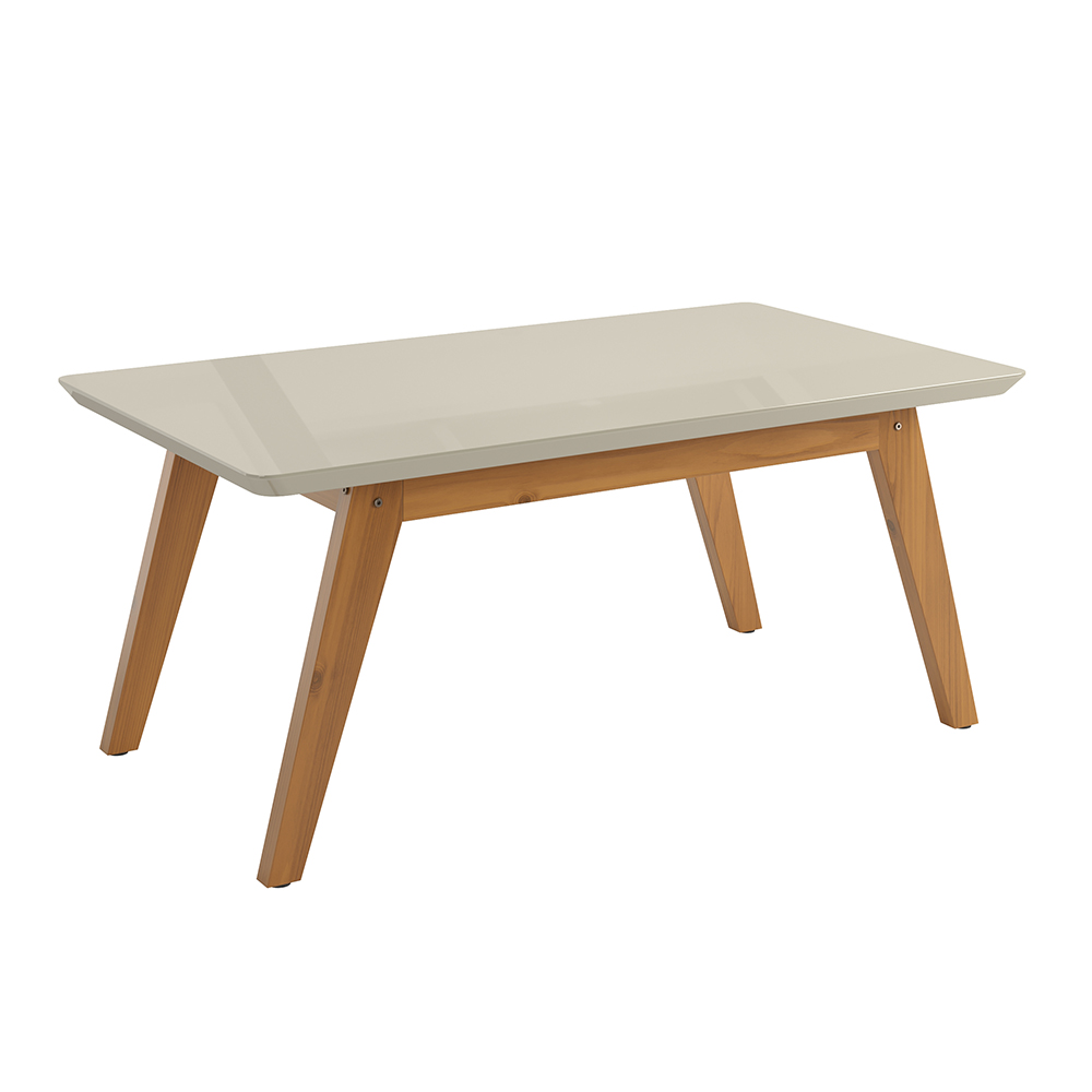Mesa de Centro Retangular Com Pés De Madeira Prism Off White
