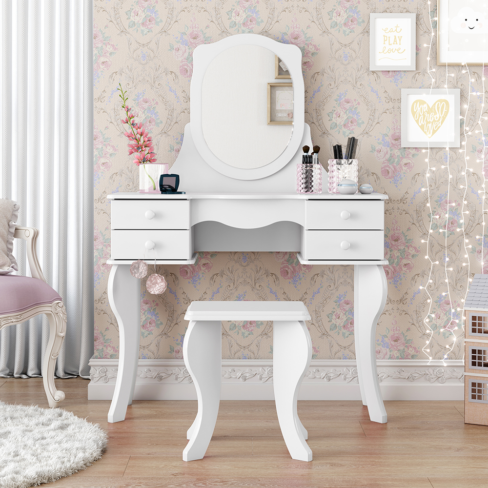 Penteadeira com 4 gavetas Princesa C/ Bnqueta Branca