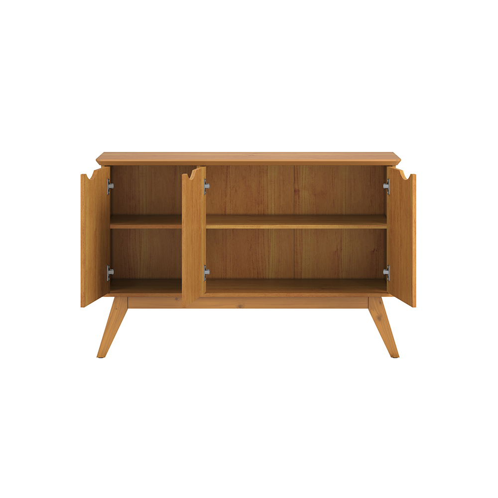 Buffet 3 Portas e Pés de Madeira Maciça Prism Cinamomo