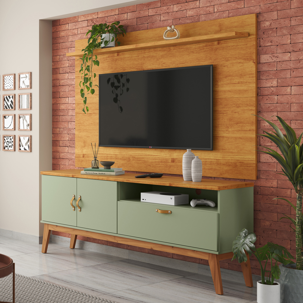 Painel Sirius 140Cm Com Prateleira Off White 