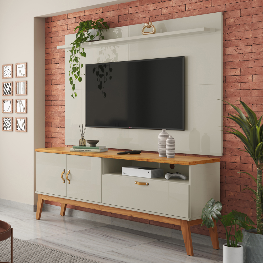 Painel Sirius 160Cm Com Prateleira Off White 