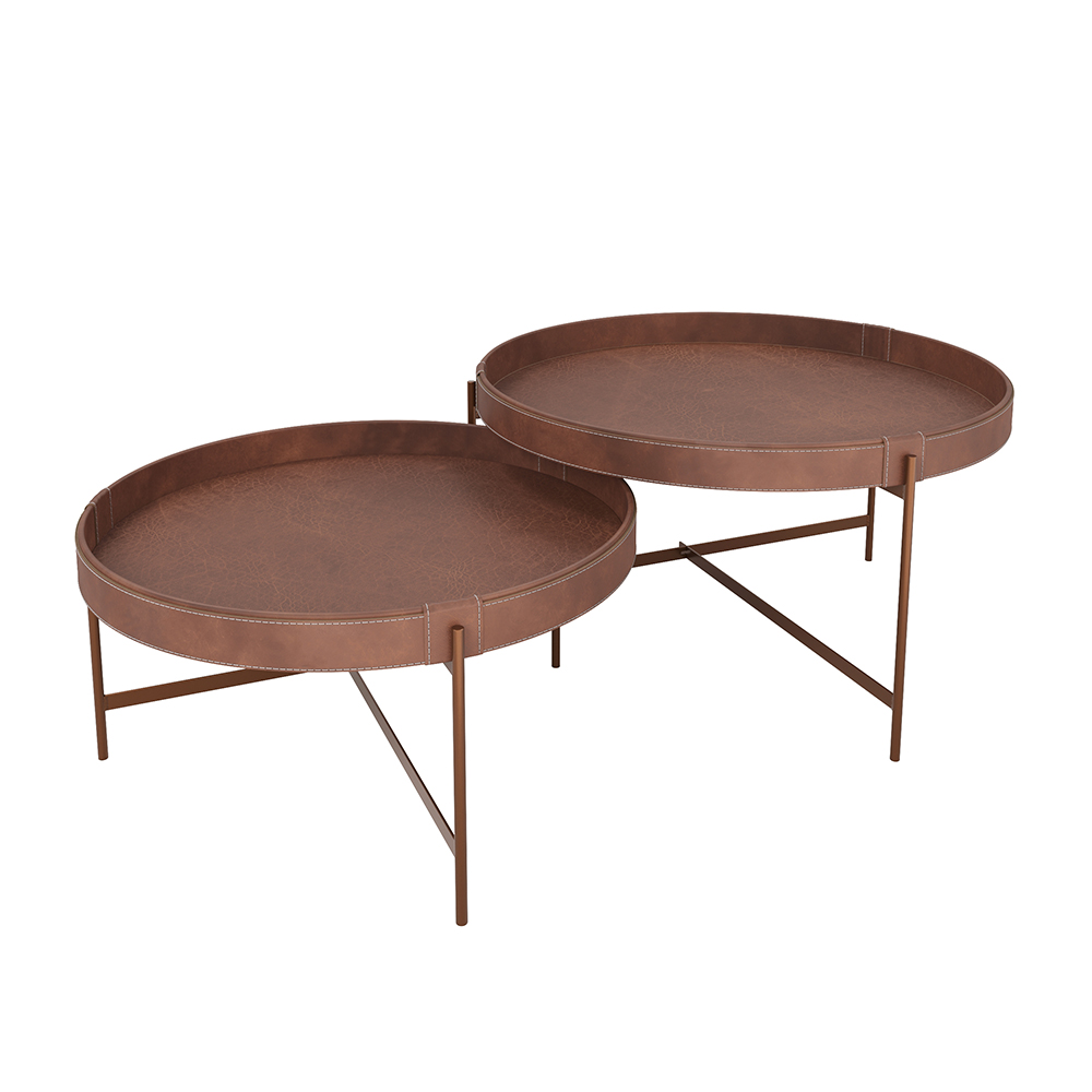 Mesa De Centro Redonda Em Couro Décor 600 Whisky