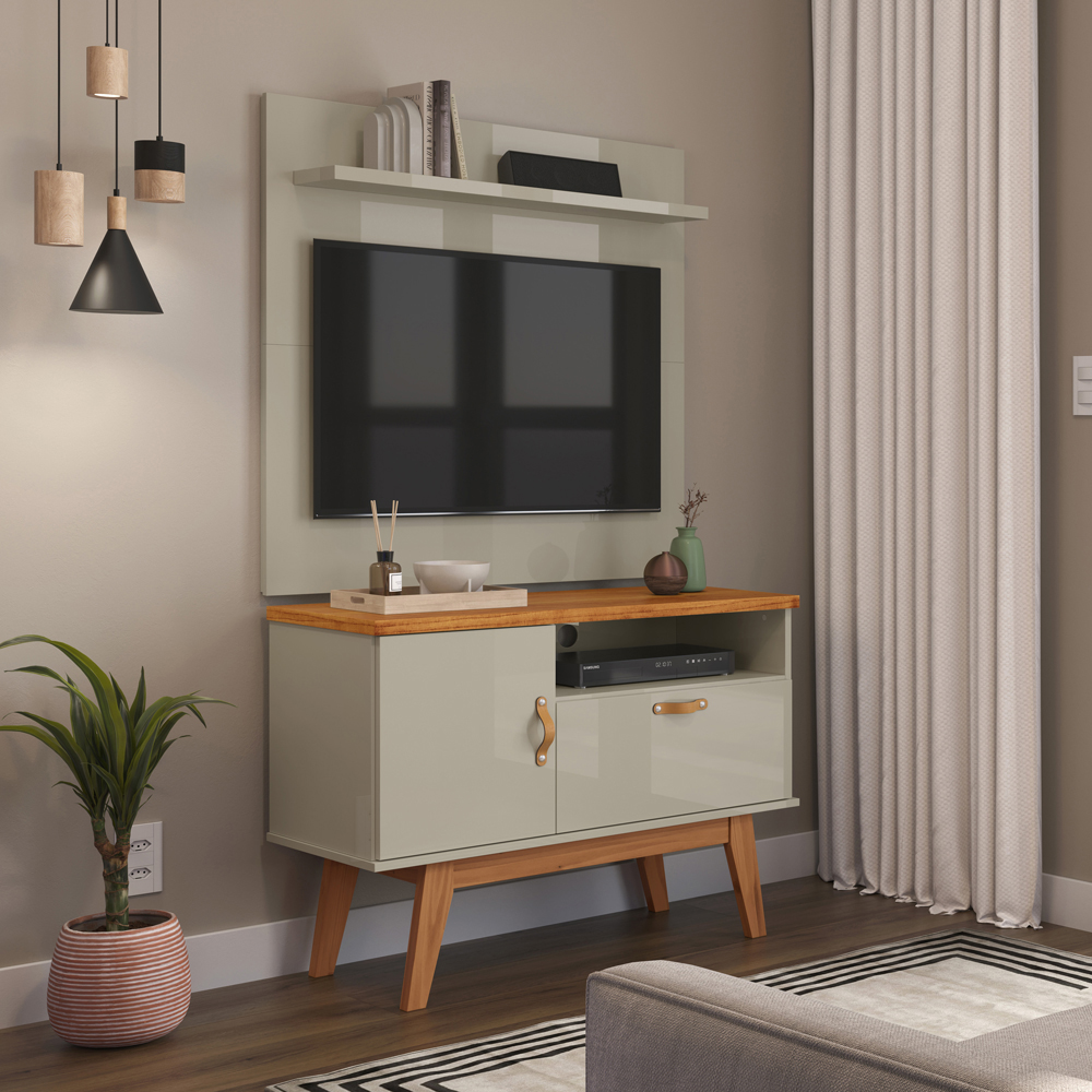 Painel Sirius 90Cm Com Prateleira Off White 