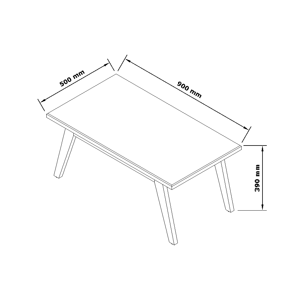 Mesa de Centro Retangular Com Pés De Madeira Prism Branco Acetiado