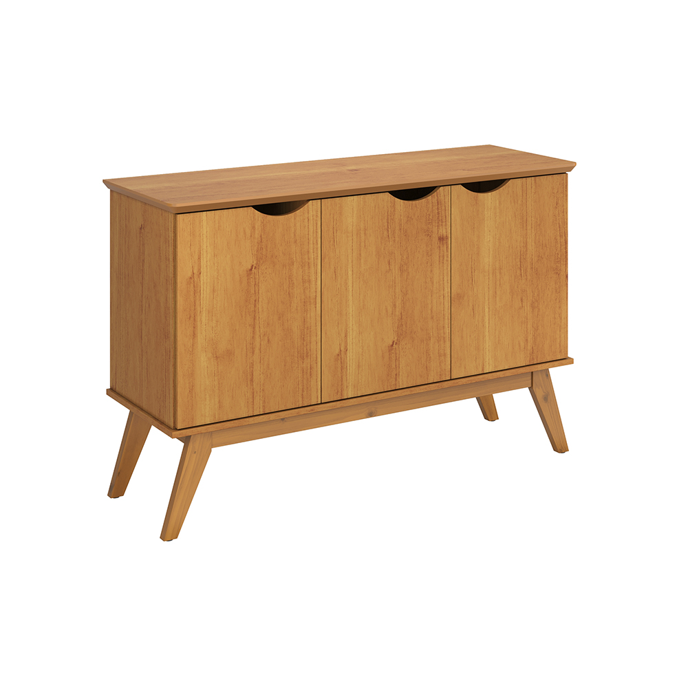 Buffet 3 Portas e Pés de Madeira Maciça Prism Cinamomo