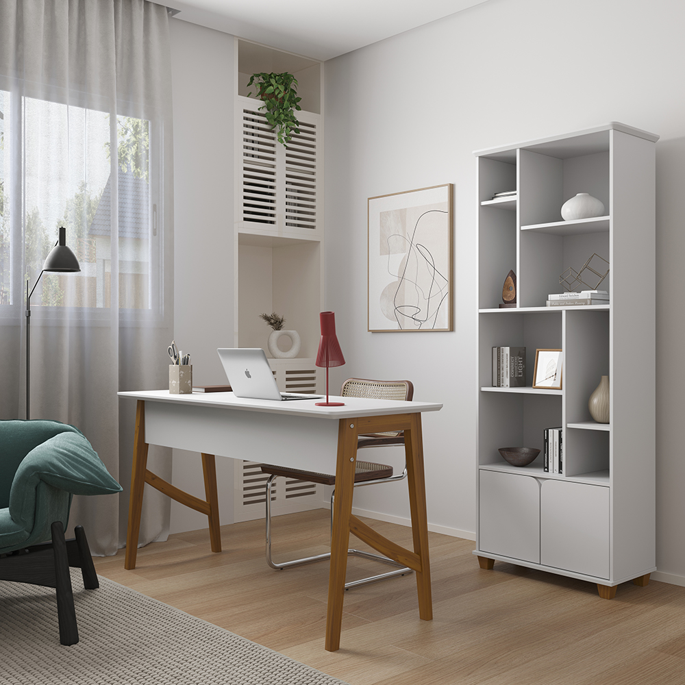 Livreiro Estante Taurus Multiuso 2 Portas Branco