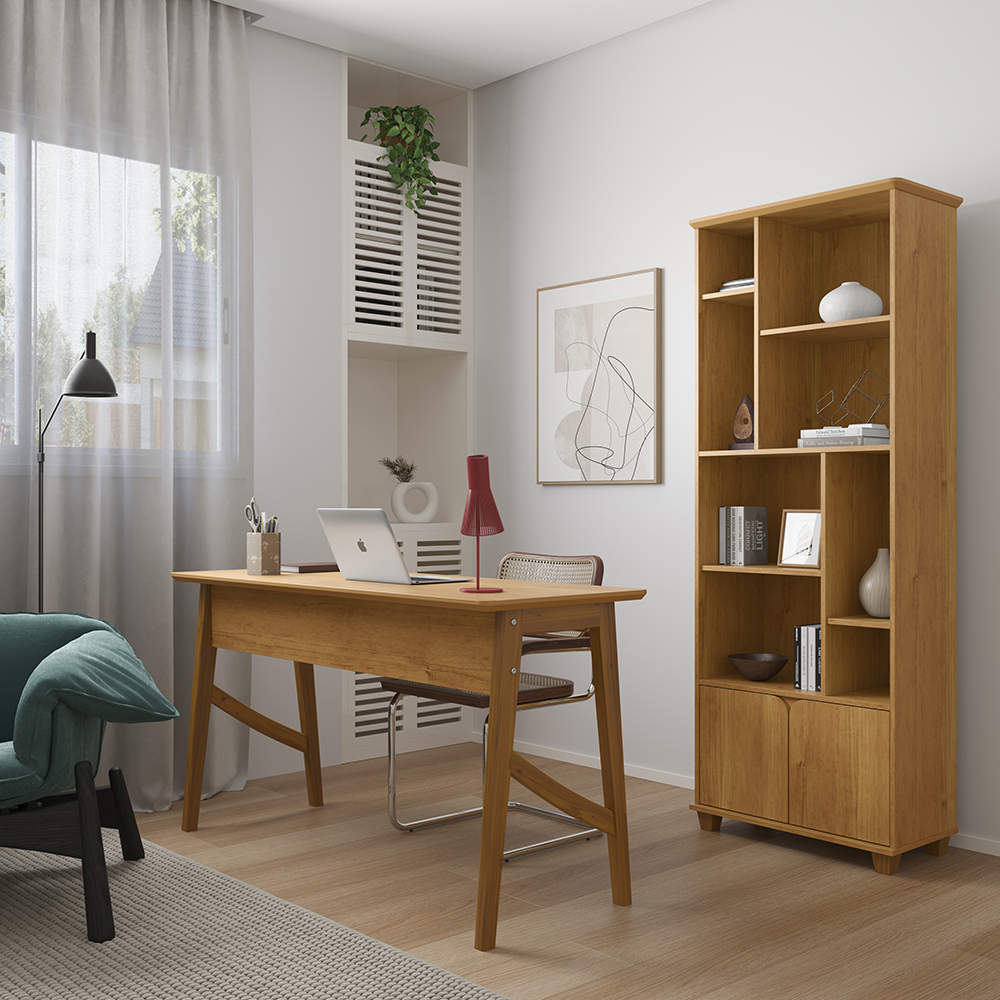 Livreiro Estante Taurus Multiuso 2 Portas Cinamomo