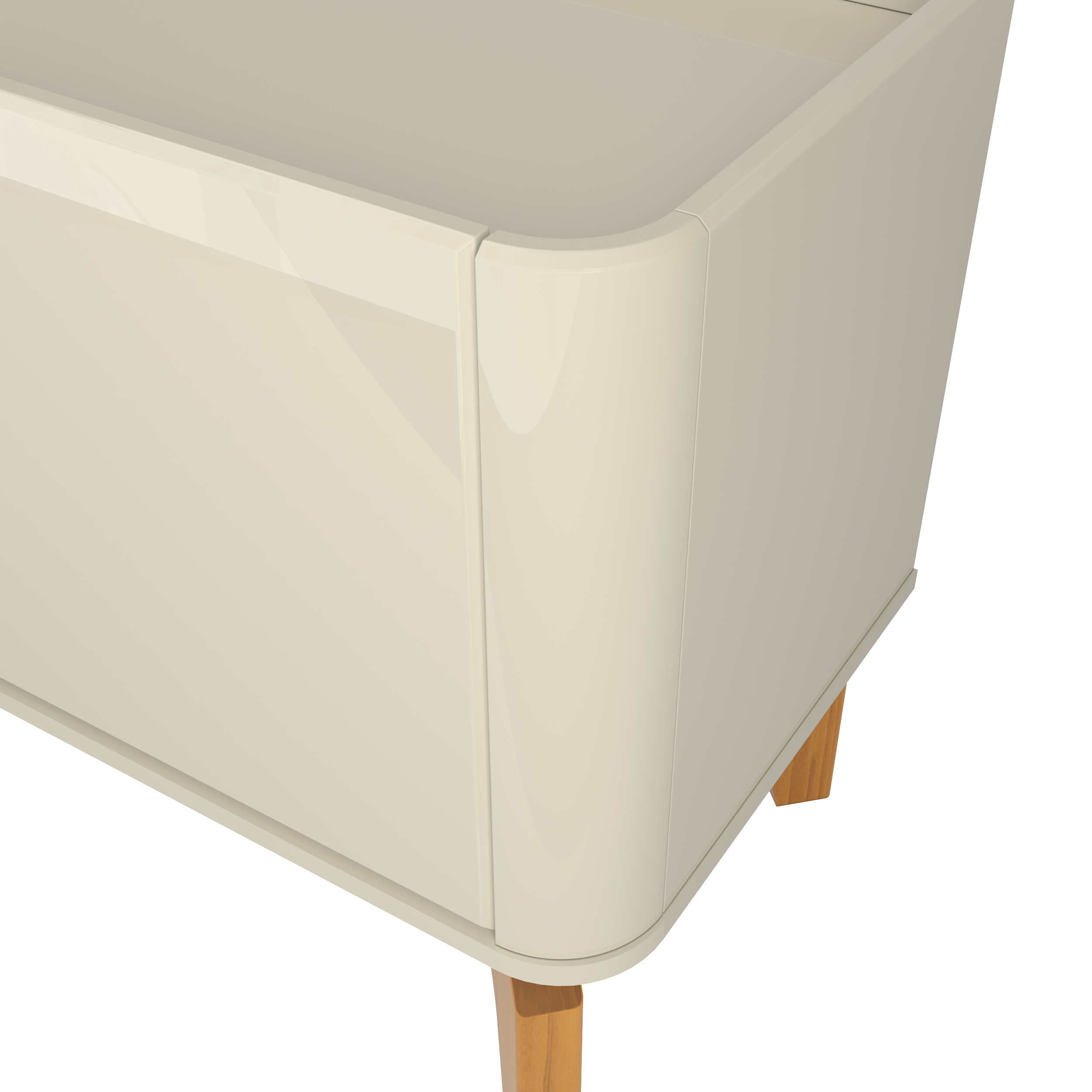Rack Flip 1,80 Canto Curvo Com Pés de Madeira Maciça Off White