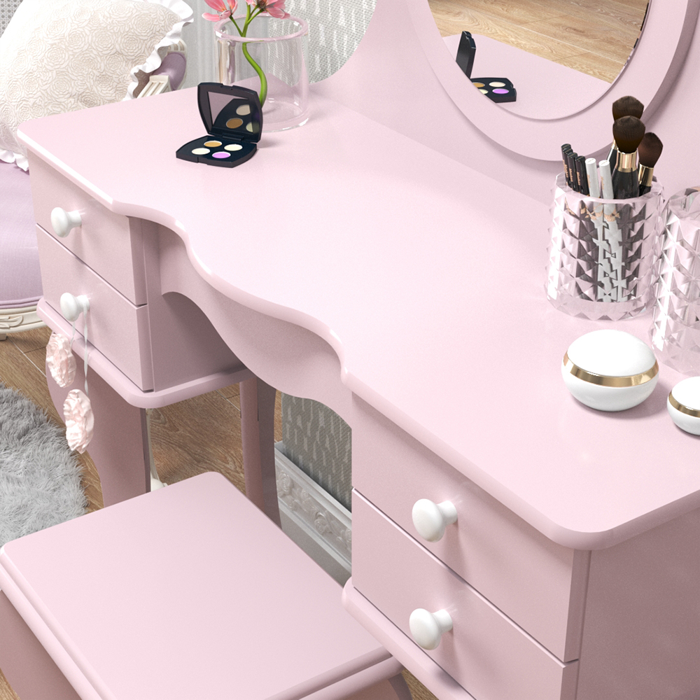 Penteadeira com 4 gavetas Princesa C/ Bnqueta Rosa