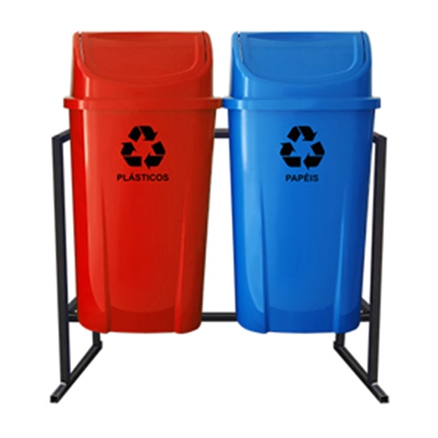 Conjunto Coleta Seletiva 2 Lixeiras 60 litros