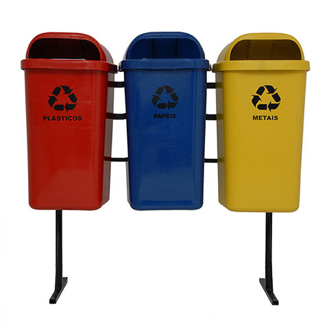 Conjunto Coleta Seletiva 3 Papeleiras 50 litros