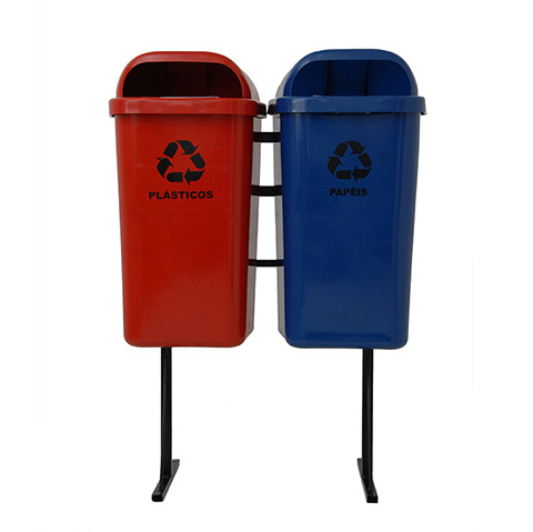 Conjunto Coleta Seletiva 2 Papeleiras 50 litros