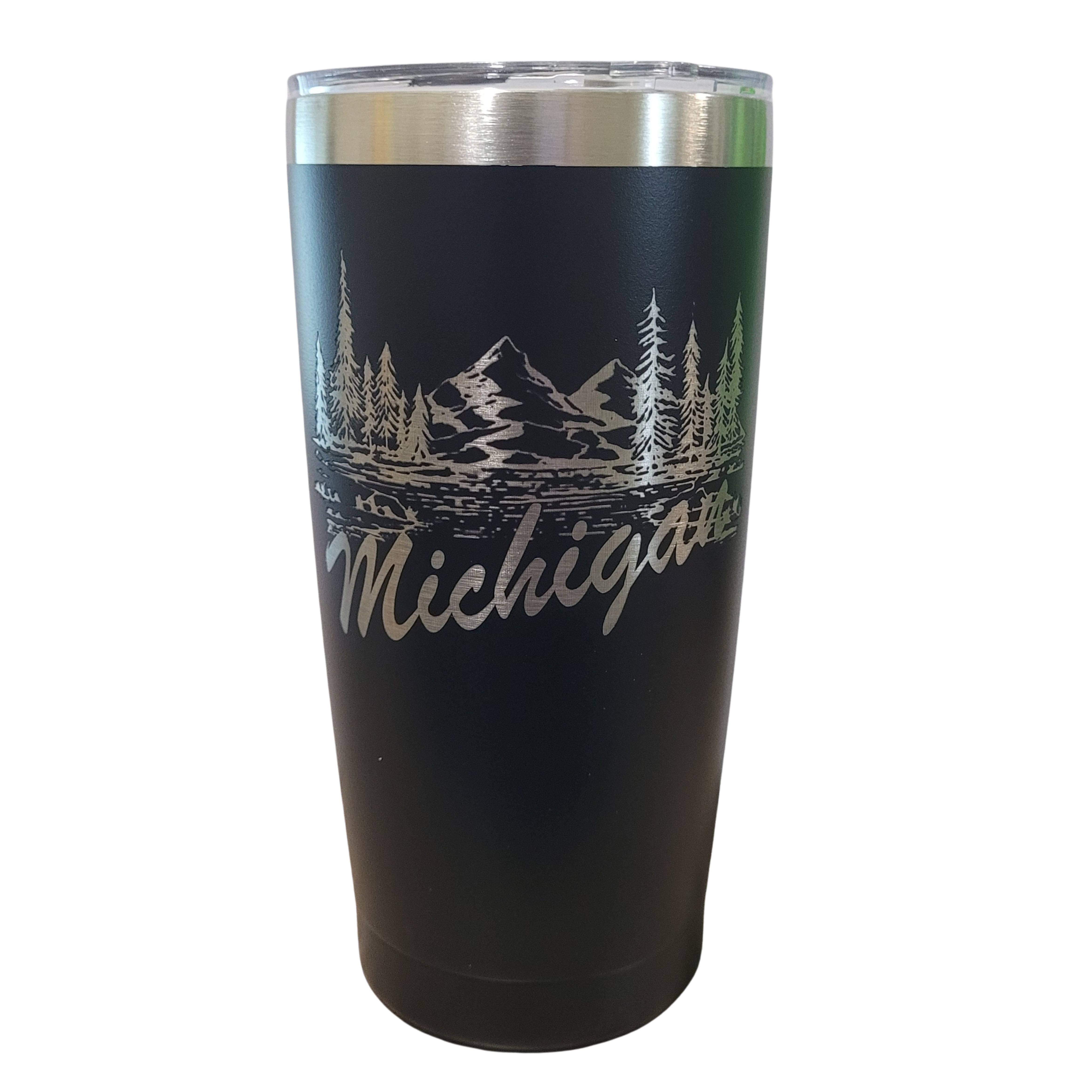 Laser engraved stainless tumbler